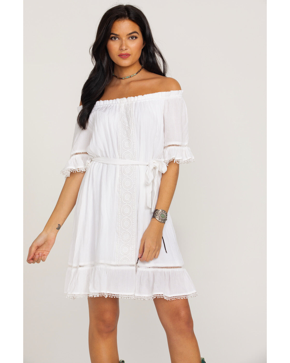 White Lace Dress with Sleeves